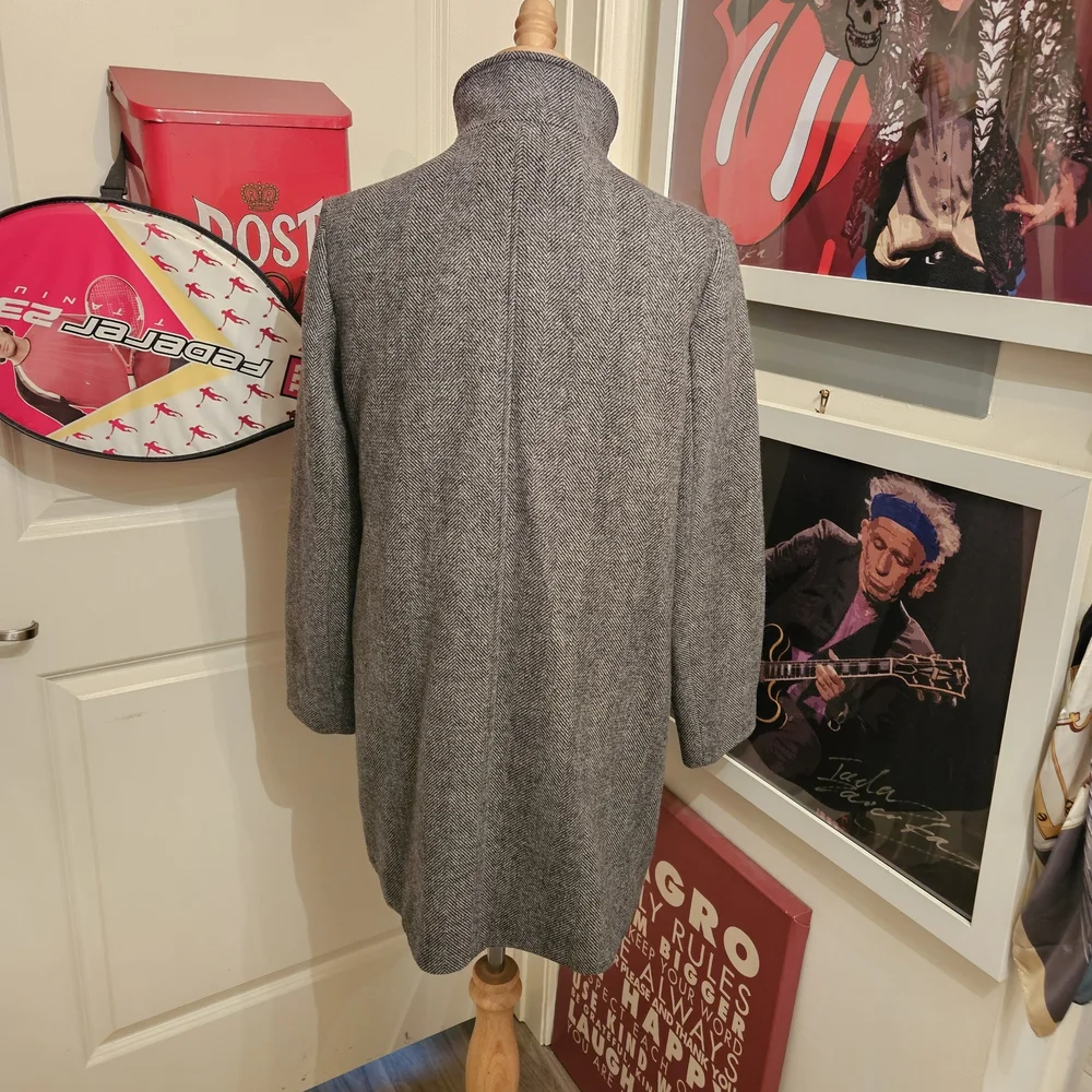 Ralph Lauren Black Label Gray Wool-Blend Stand Collar Pea Coat - Picture 5 of 7